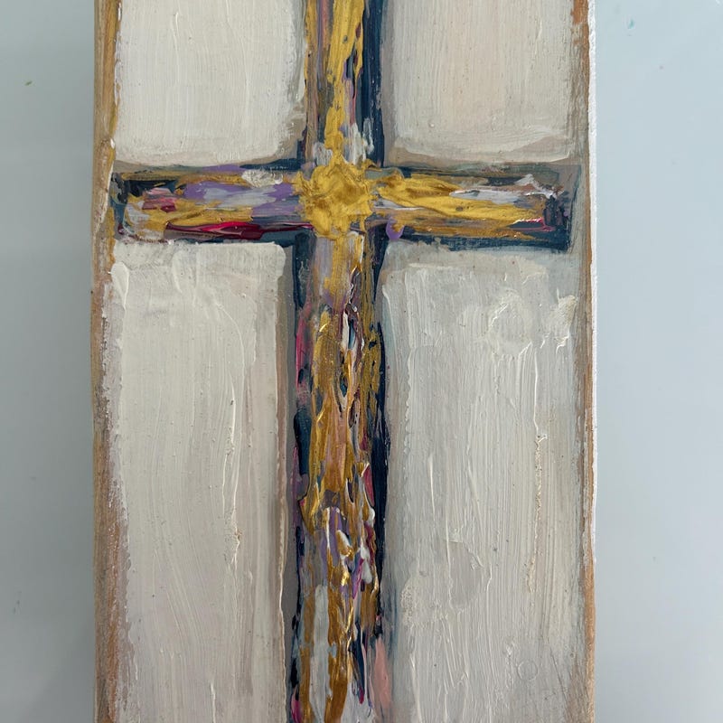 Gold Painted Cross Painting - Etsy