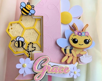 Bee Cake Topper - Bee Party - Bee Birthday Cake Topper, Little Bee, First Birthday Bee, Bee Day Party Decoration, tiny bee