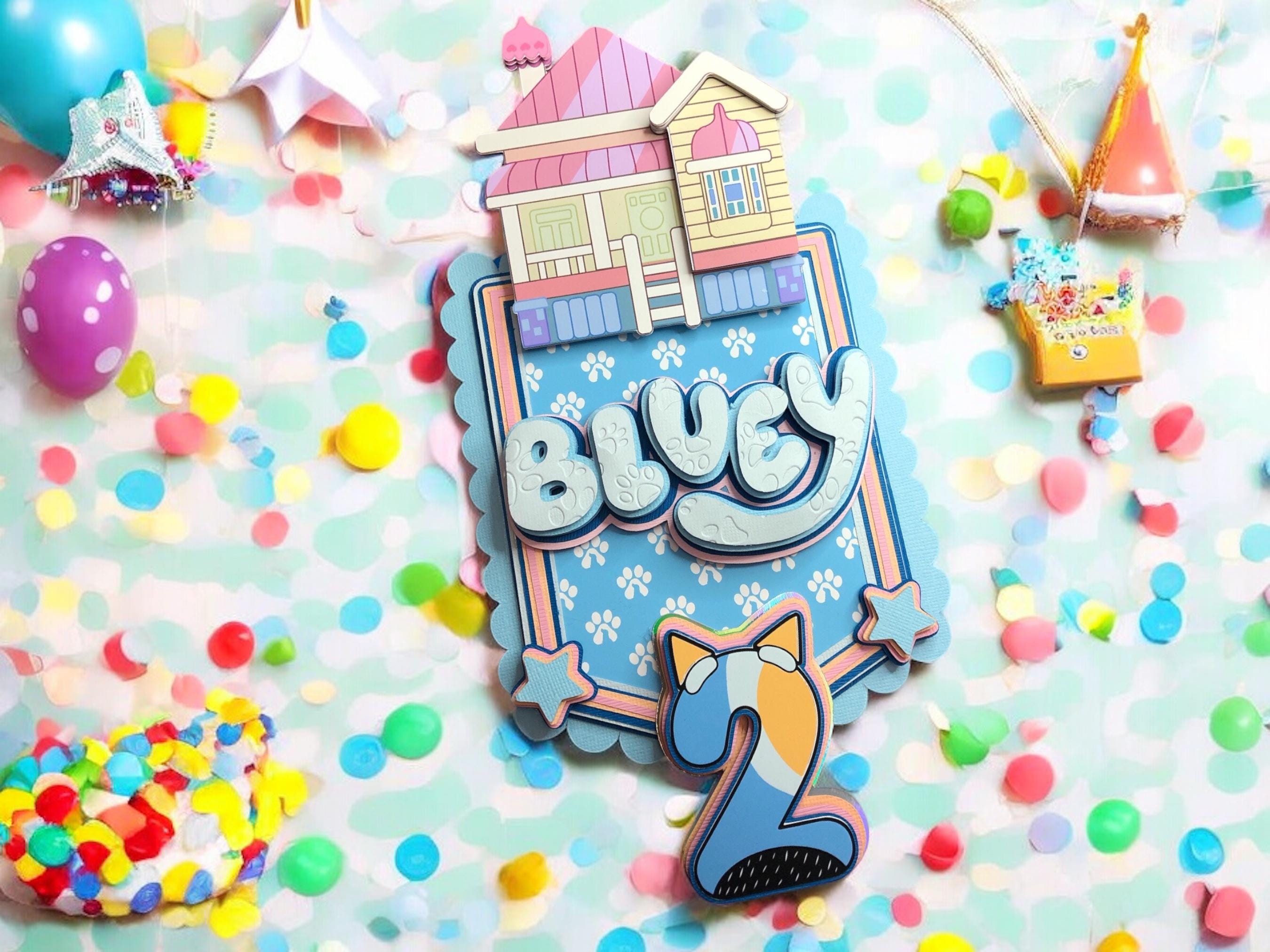 Bluey Birthday Pennant Banner – Blue Party Decoration