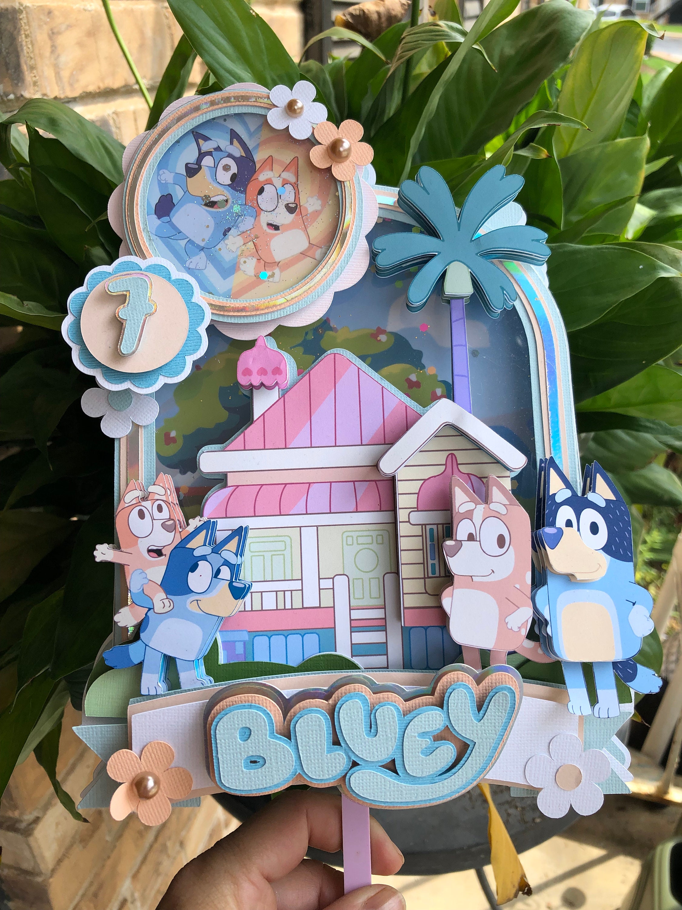 Personalized Bluey-inspired cake topper