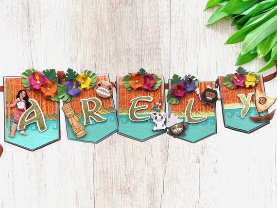 Moana Banner, Moana Party, Moana Birthday, Moana Party Wall Decoration, Moana Decorations 3D, Personalized Moana Banner