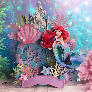 Cake Topper La Sirenita Personalizado | Ariel con Shaker y Luces | Decoración Cumpleaños Sirena | Toppers Mermaid