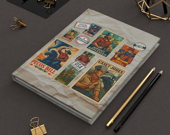 American Folk Heroes Collection Vintage Stamp Letter Journal| Folklore-Inspired Notebook | Americana Collectors Writing Journal