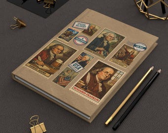Founding Fathers Stamp Journal| Folklore-Inspired Notebook | Americana Collectors Writing Journal