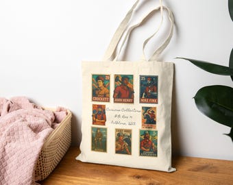 American Folk Heroes Stamp Canvas Tote Bag