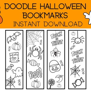 Halloween doodle bookmarks instant download, coloring bookmarks, Coloring for kids, doodle  Bookmarks