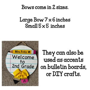 Personalized hair bow for girls initial hair bow back to school customized bow pencil hair bow hair accessories pencil bow image 9