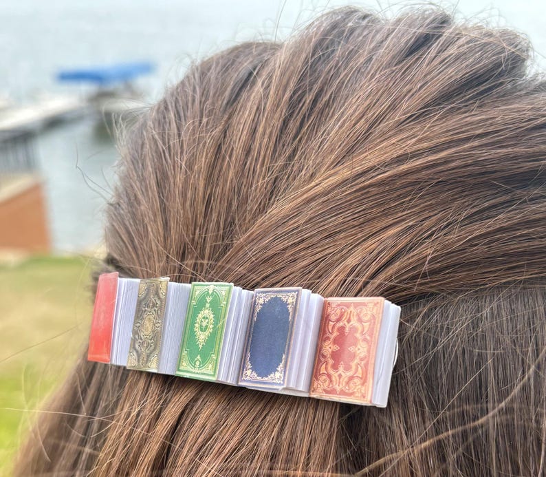 Librarian Gift Hair Clip Bookworm Present Unique Accessory Book Themed Teacher Reader Miniature Book Barrette Literary Fashion Handmade Book Lover Gift Quirky Accessory Conversation Starter
