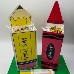 First day of school teacher gift back to school treat box personalized gift meet the teacher appreciation gift pencil favor box