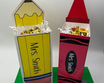 First day of school teacher gift back to school treat box personalized gift meet the teacher appreciation gift pencil favor box