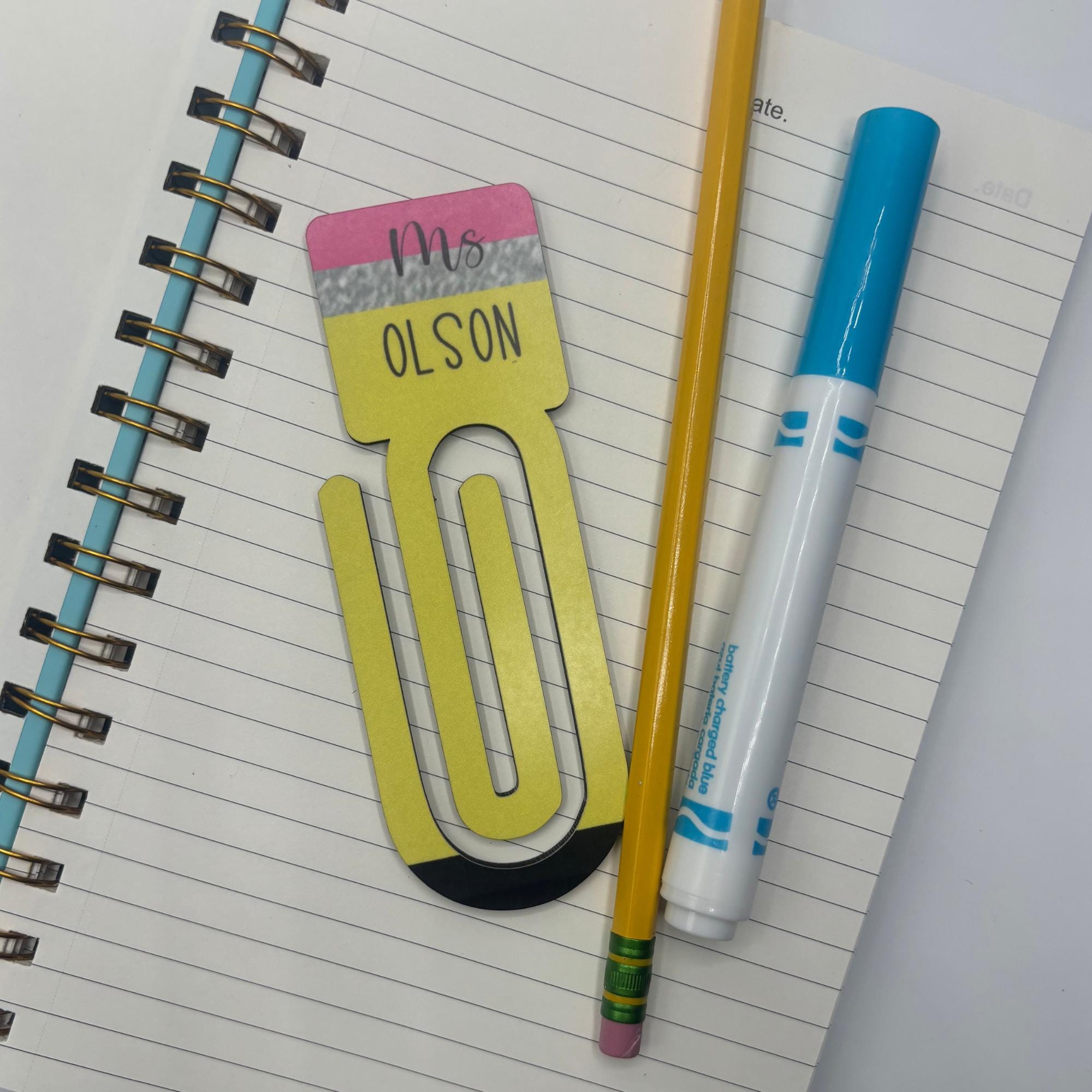Personalized Teacher Bookmark Teacher Appreciation Gift Custom Planner clip Book Accessory Teaching Supply paperclip bookmark personalized