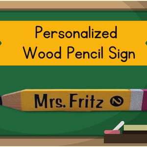 Teacher name sign personalized wooden pencil name sign teacher appreciation gift Co-worker gift Name sign for desk Para gift name sign