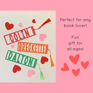 Personalized bookmarks with names, ideal booklover club party favor for kids’ birthday