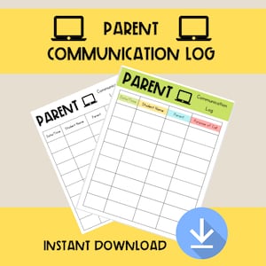 Parent Communication Log Contact Form Teacher Call Log Contact Log ...
