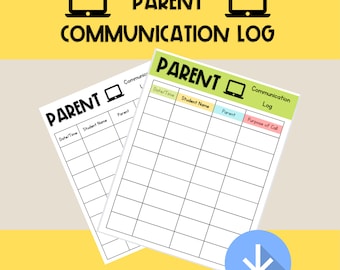 Parent Communication Log Contact Form Teacher call log Contact log School communication log for teachers daily printable report