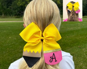 Personalized hair bow for girls initial hair bow back to school customized bow pencil hair bow  hair accessories pencil bow