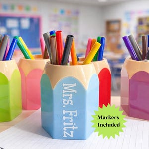 Personalized pencil holder for desk decor for classroom teacher organization preschool teacher gift idea back to school gifts staff gift