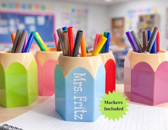 Personalized pencil holder for desk decor for classroom teacher organization preschool teacher gift idea back to school gifts staff gift