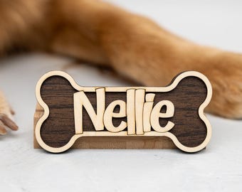 Personalized Dog Magnet with Name Pet Label for Crate Dog Sign Custom Tag Animal Memorial Wood Gift Dog Holder Pet Name Label Design Dog