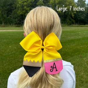 Personalized hair bow for girls initial hair bow back to school customized bow pencil hair bow hair accessories pencil bow image 4