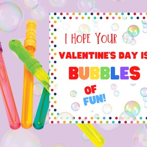 Valentine&#39;s Day printable bubble tag Bubbles of fun Valentine Class Valentine card bubble gift tag preschool Valentines day gift tag