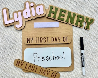 Personalized back to school sign First day of school custom name sign preschool reusable dry erase school board back to school picture decor
