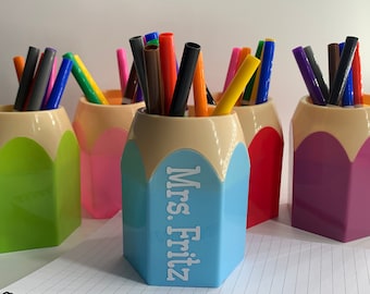 Personalized pencil holder for desk decor for classroom teacher organization preschool teacher gift idea