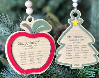 Gepersonaliseerde leraar ornamenten Aangepast cadeau leraar Klas waardering Feestdag Ornament leraar Appel klas cadeau vakantiecadeau