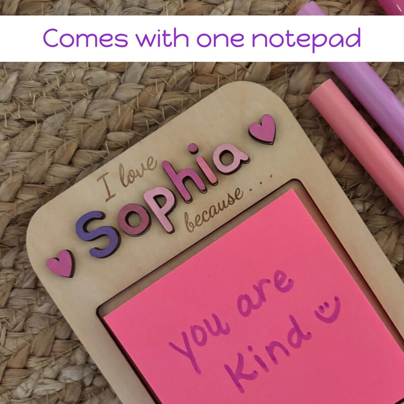 Personalized Wooden Notepad Holder Kids Grandkids Gift Customizable ...