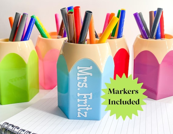 Personalized pencil holder for desk decor for classroom teacher organization preschool teacher gift idea back to school gifts staff gift