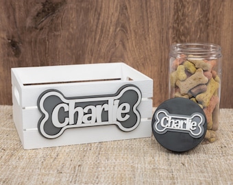 Hunde Leckerli Glas mit Namen Personalisierte Hunde Geschenkbox Leckerli Aufbewahrungsbehälter Neues Haustier Geschenk für Hunde