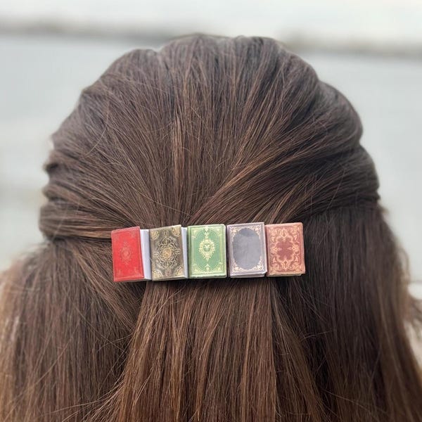 Librarian Gift Hair Clip Bookworm Present Unique Accessory Book Themed Teacher Reader Miniature Book Barrette Literary Fashion Handmade