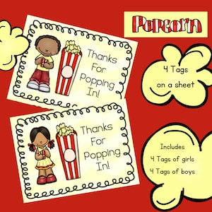 Bedankt voor het plaatsen van Popcorn Tag Welkom terug op school Maak kennis met de leraar Open Huis Cadeau voor leerlingen van een afdrukbare popcorntag voor leraren