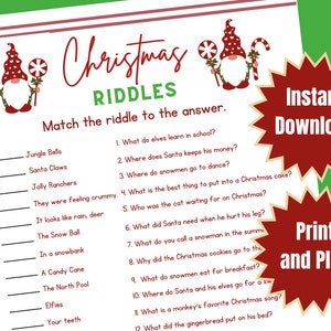 Christmas Riddles Game for Kids Fun Christmas Party Game Printable ...