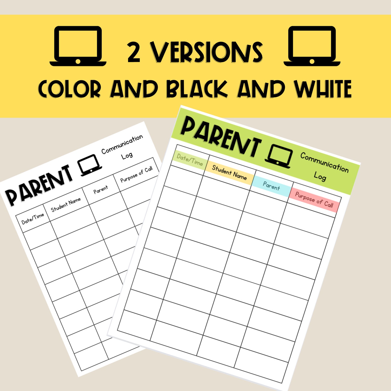 Parent Communication Log Contact Form Teacher Call Log Contact Log ...