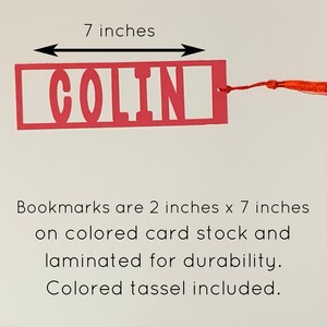 Custom-made name bookmarks, colorful designs for school gifts and booklovers