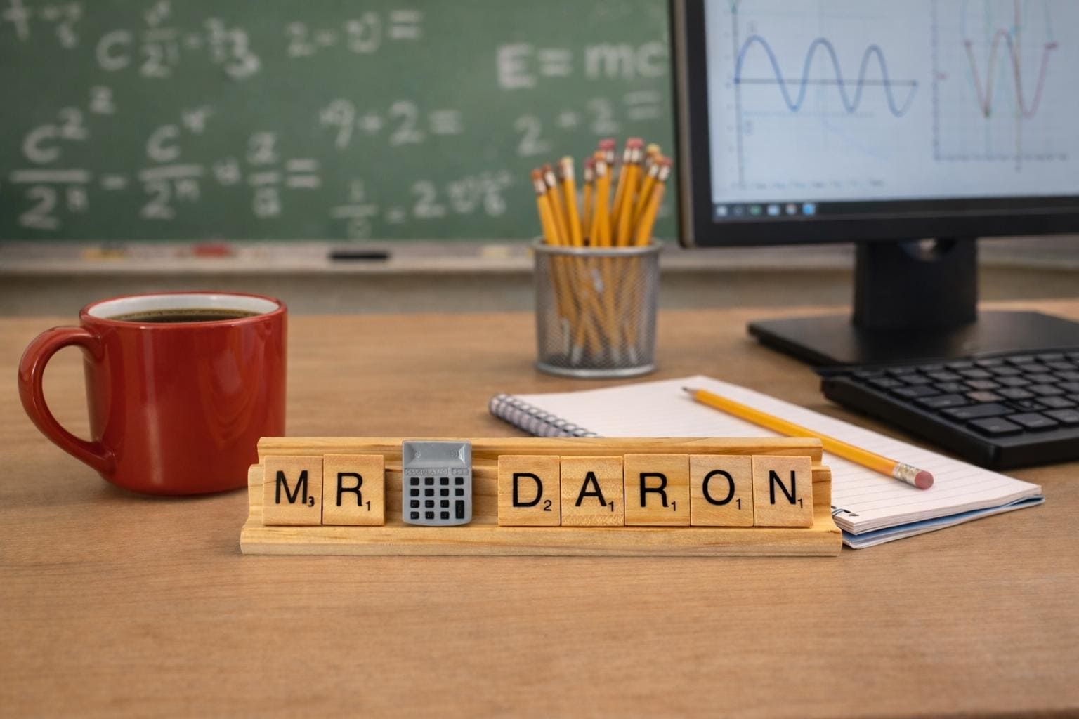 Math Work Desk Personalized Math Teacher Desk Name Plate Custom Male Teacher Gift ...