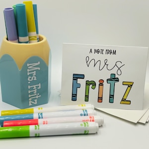 Benutzerdefinierte Lehrer Briefpapier Set Personalisierte Erzieher Geschenk Klassenzimmer Organisation Lehrer Name Schulpersonal Geschenk Schreibtisch Accessoire