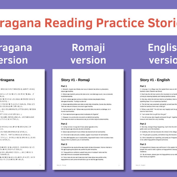 Histoires de pratique de lecture Hiragana pour les débutants