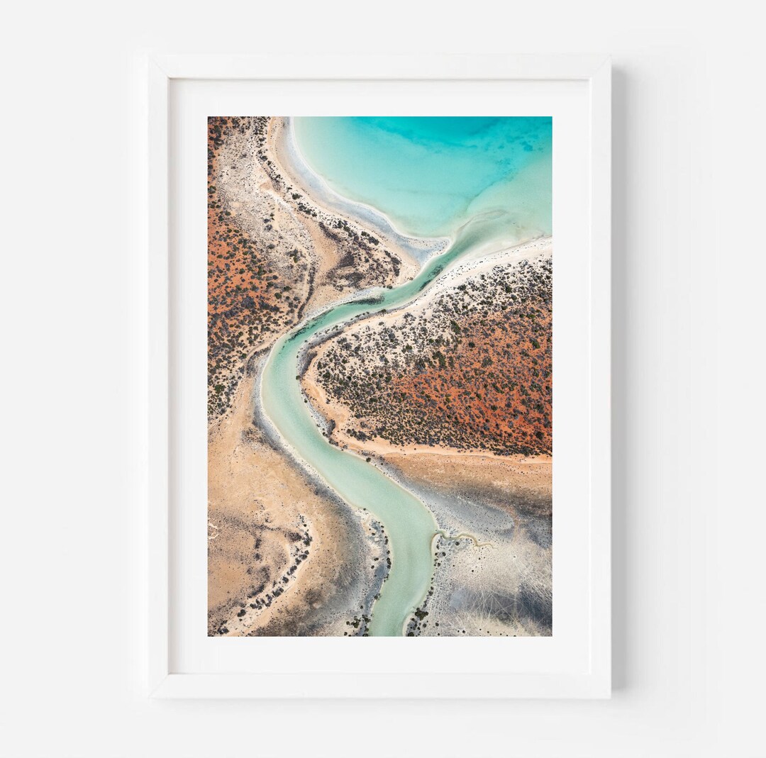 Australian Beaches Print, Abstract Coastline, Aerial Ocean Water View