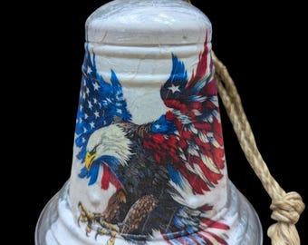 Eagle with American Flag Decorative Galvanized Metal Bell