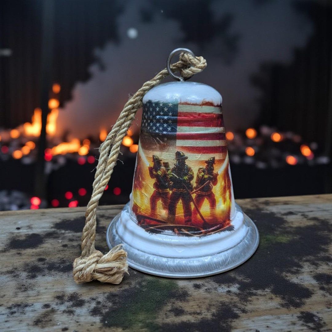 Handmade Firemen Theme Metal Bell, Decoupage Design - Etsy