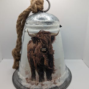 Highland Cow Large Galvanized Metal Bell