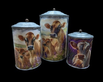 Jersey Cow Metal Canister Set