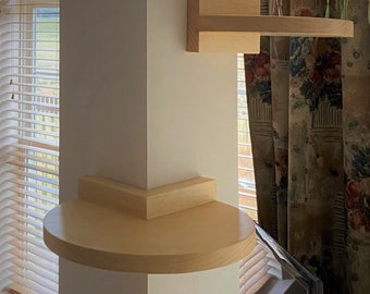 Mensola sospesa a 3/4 di cerchio, mensola Feng Shui, angolo nascosto, mensola angolare con bordo dritto, mensola rustica in legno grigio per piante, TheArtOfShelves