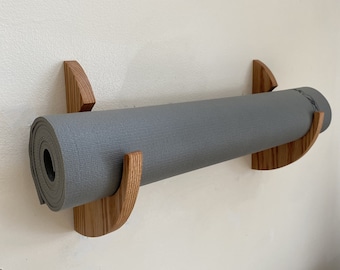 Oak Yoga Mat Hooks, Set of two Hooks, Floating Mat Mount, Wooden Pilates Mat Holder, Wall Mounted Mat Storage, Gym Storage, TheArtOfShelves