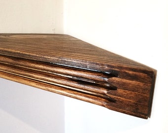 Étagère d'angle flottante rainurée, étagère flottante personnelle, étagère pour bureau à domicile, étagères pour caméra de sécurité, décoration intérieure, TheArtofShelves