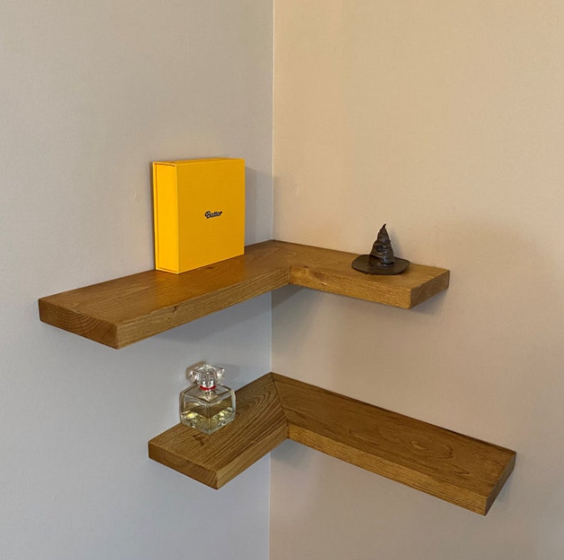 Corner Floating Shelf, Wooden Shelves, Greenhouse, White Rustic Corner