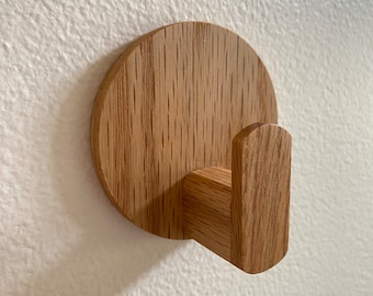 Round Oak Small Self-Adhesive hooks, Decorative Wall Coat Rack Hangers, Wooden Hook for Hallway Storage, Hook Without Drilling,Wardrobe hook