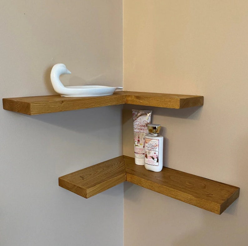Corner Floating Shelf, Wooden Shelves, Greenhouse, White Rustic Corner